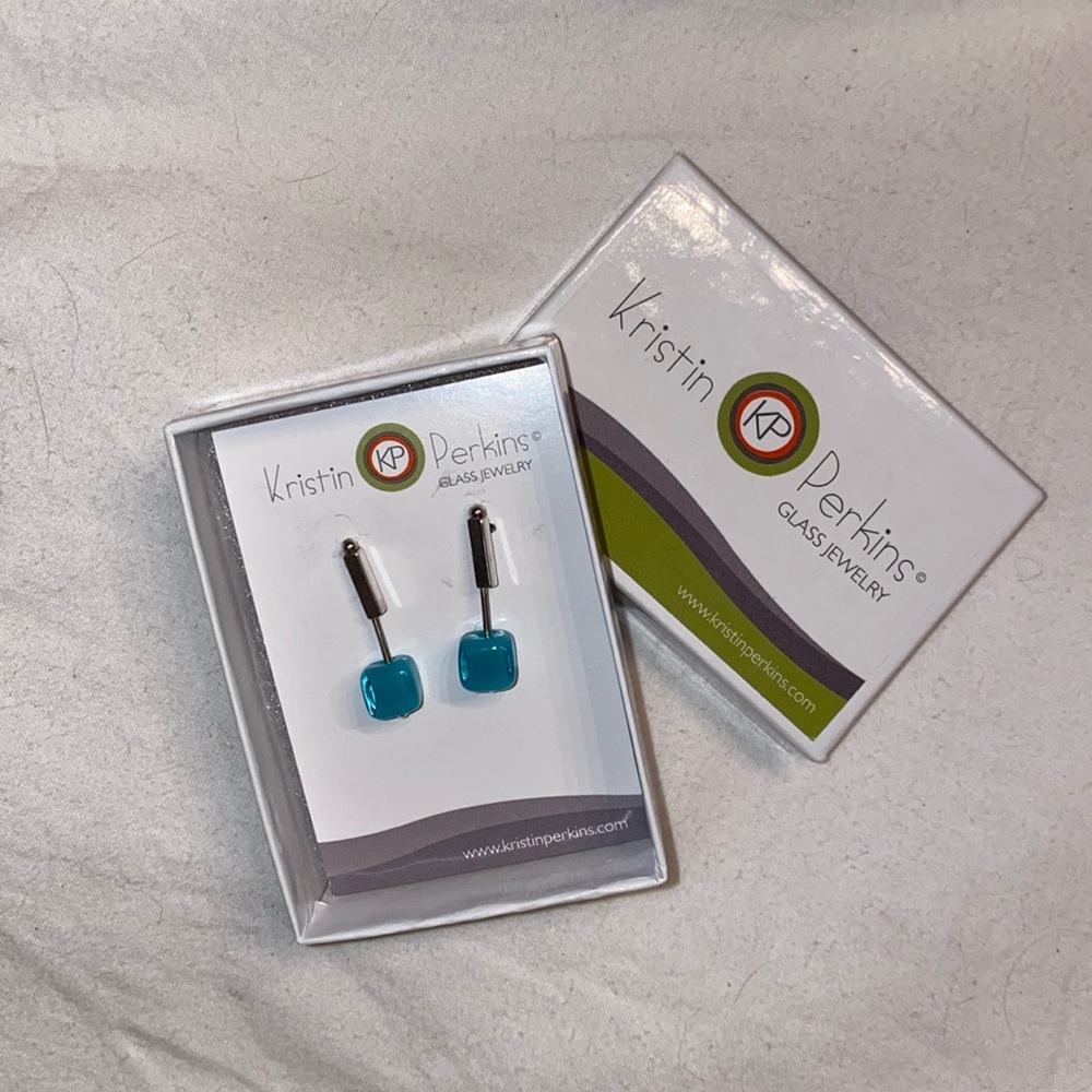 Kristin Perkins Glass/Sterling Earrings NWT